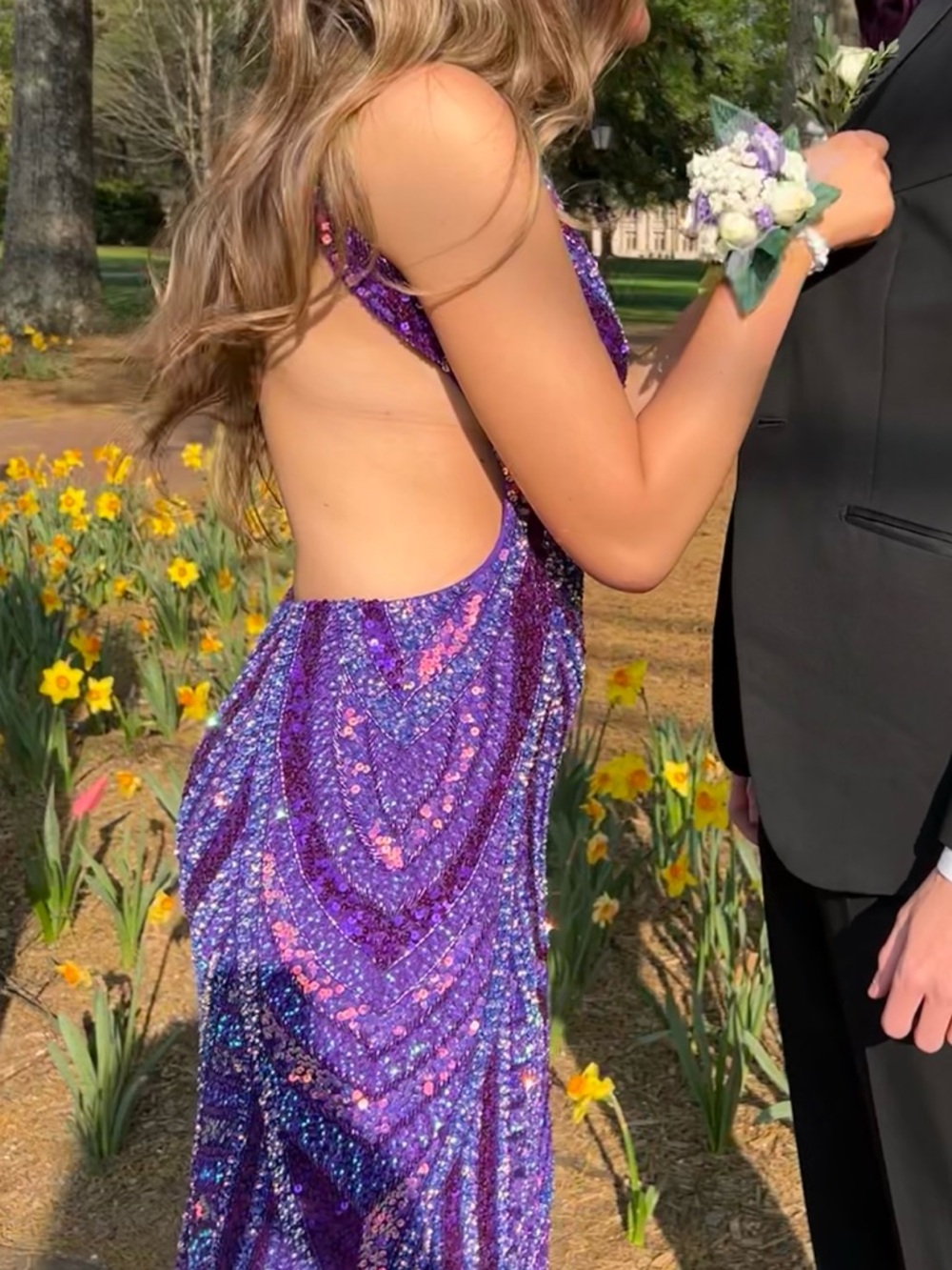 Jovani Purple Sequin Gown Prom Dress 6 Like New - Picture 3 of 8